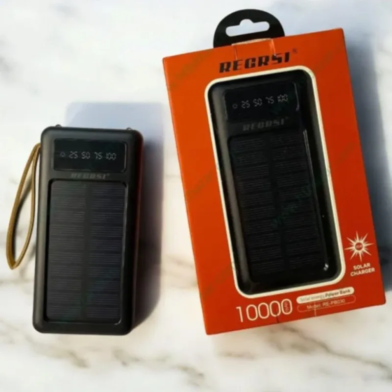 Regrsi 10000mAh Solar Power Bank with Cables | Kinbo.site