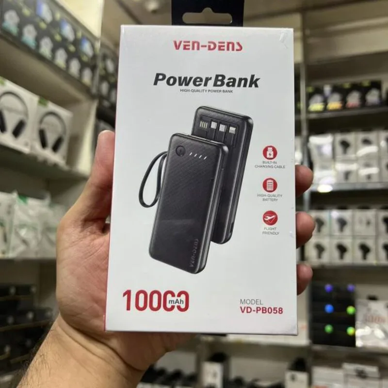 Ven-Dens 10000mAh Power Bank VD-PB058 with Cables | Kinbo.site